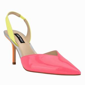Nine West Hello Pointy Toe Slingback Singapore (JFIWGV517) - Heeled Sandals Hot Pink/Yellow Patent